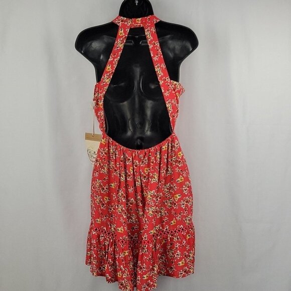 Sunday Mi Amor Floral Backless Halter Dress Coral Size XS NWT - Picture 4 of 12